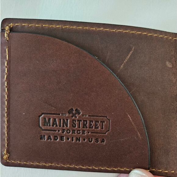Main Street Forge Brown Leather Front Pocket Slim Bi-fold Wallet $54 Basic Mens - Picture 5 of 9